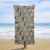 Lofaris Custom Pet Family Head Photo Beach Towel For Summer